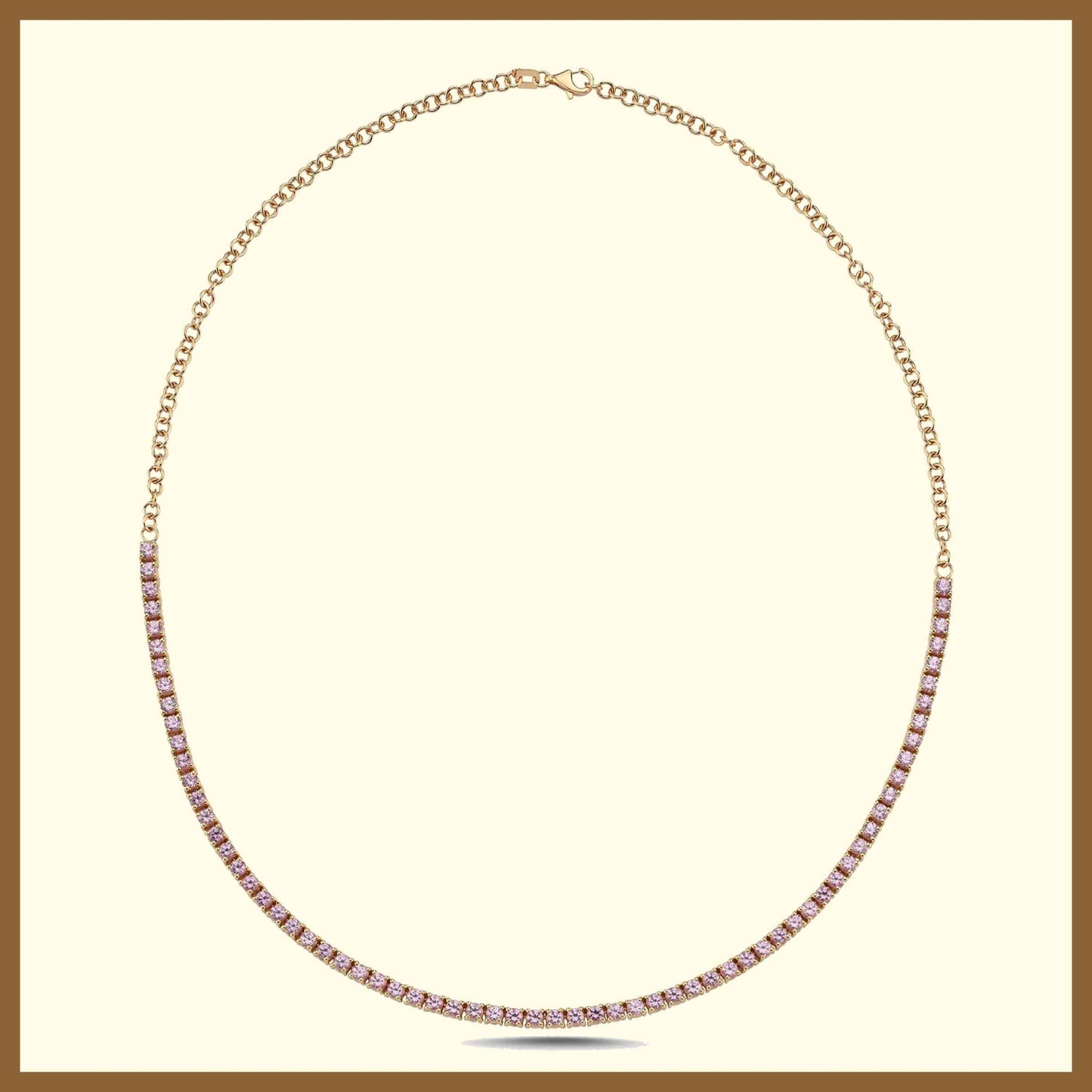 14 Ayar Altın Zincirli Pembe Safir Su Yolu Kolye