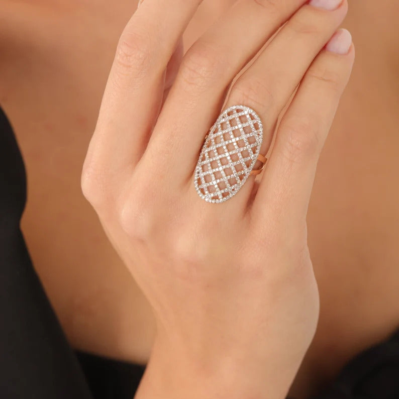 1.01 ct 14 Ayar Rose Altın Pırlanta Özel Tasarım Desenli Yüzük