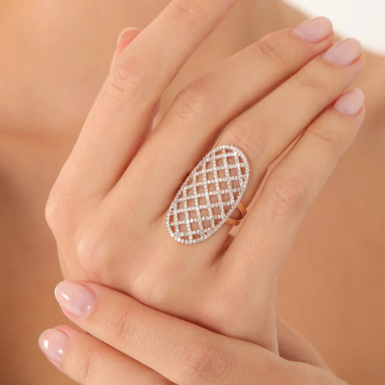 1.01 ct 14 Ayar Rose Altın Pırlanta Özel Tasarım Desenli Yüzük