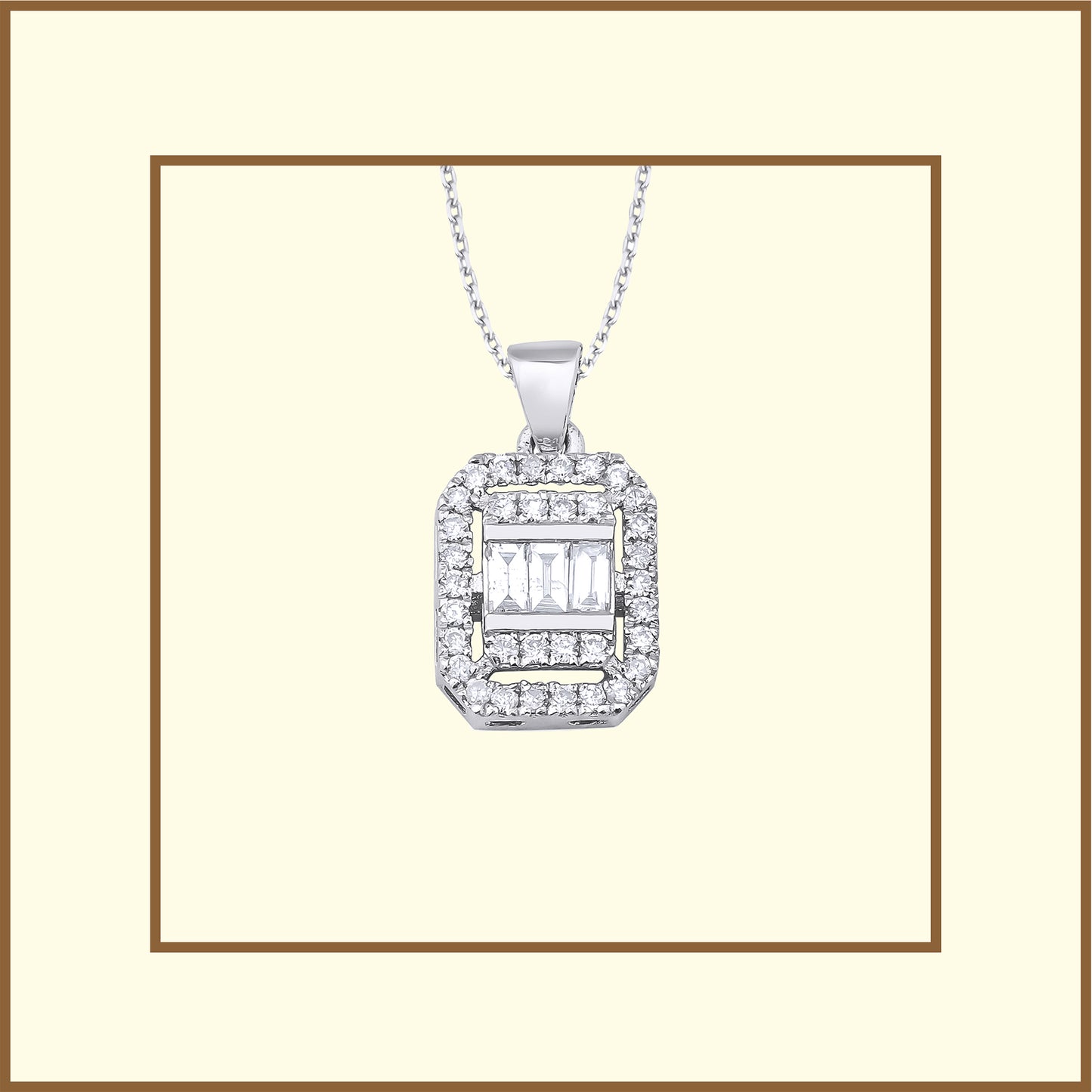 0.29 Karat Pırlanta Baget Beyaz Altın Kolye