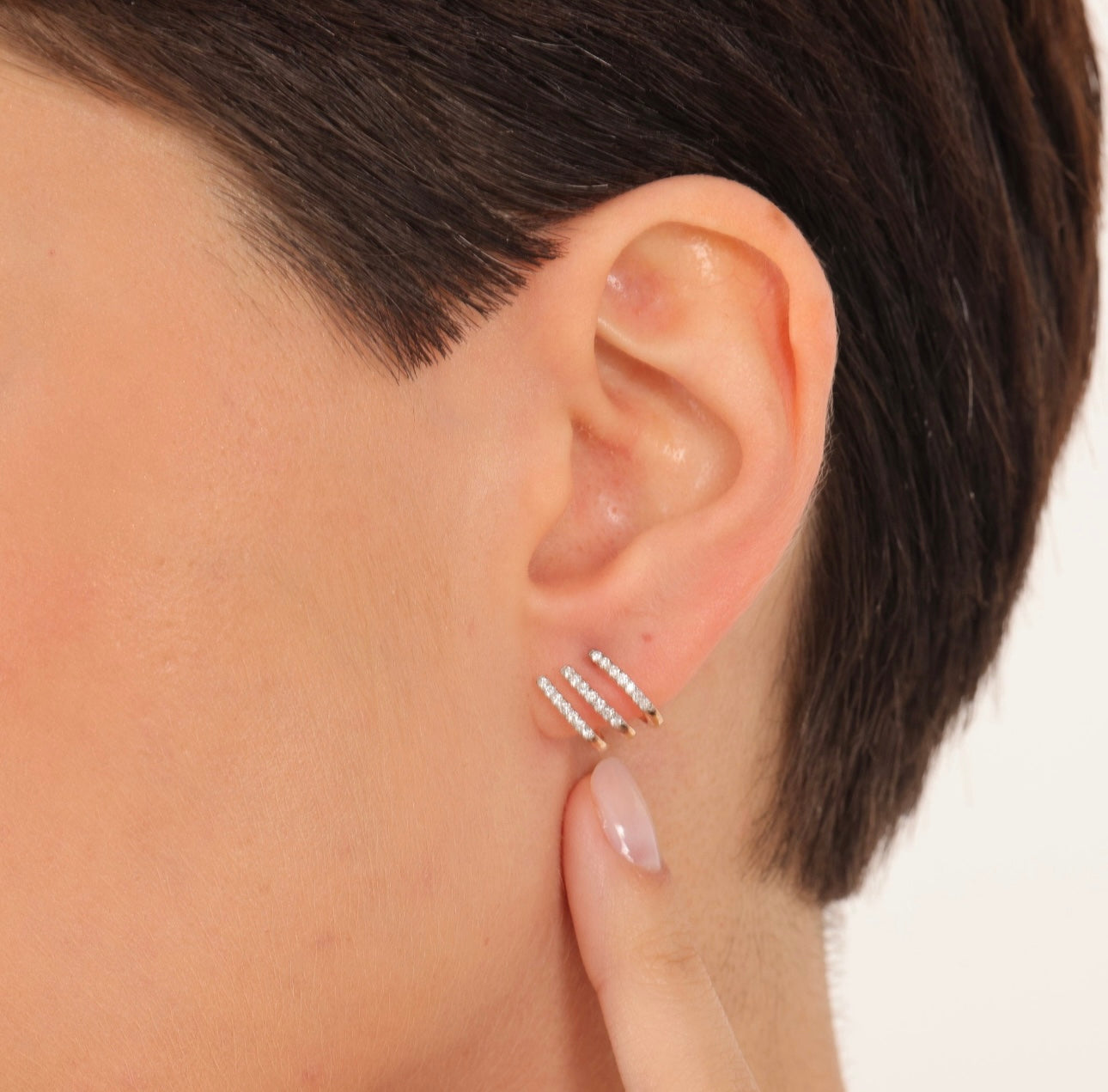 0.38 Ct Pırlantalı 14 Ayar Wrap Tasarım Şerit Rose Altın Küpe