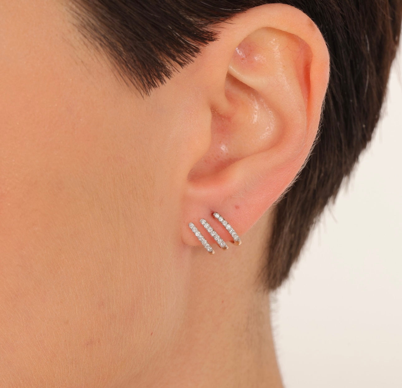 0.38 Ct Pırlantalı 14 Ayar Wrap Tasarım Şerit Rose Altın Küpe