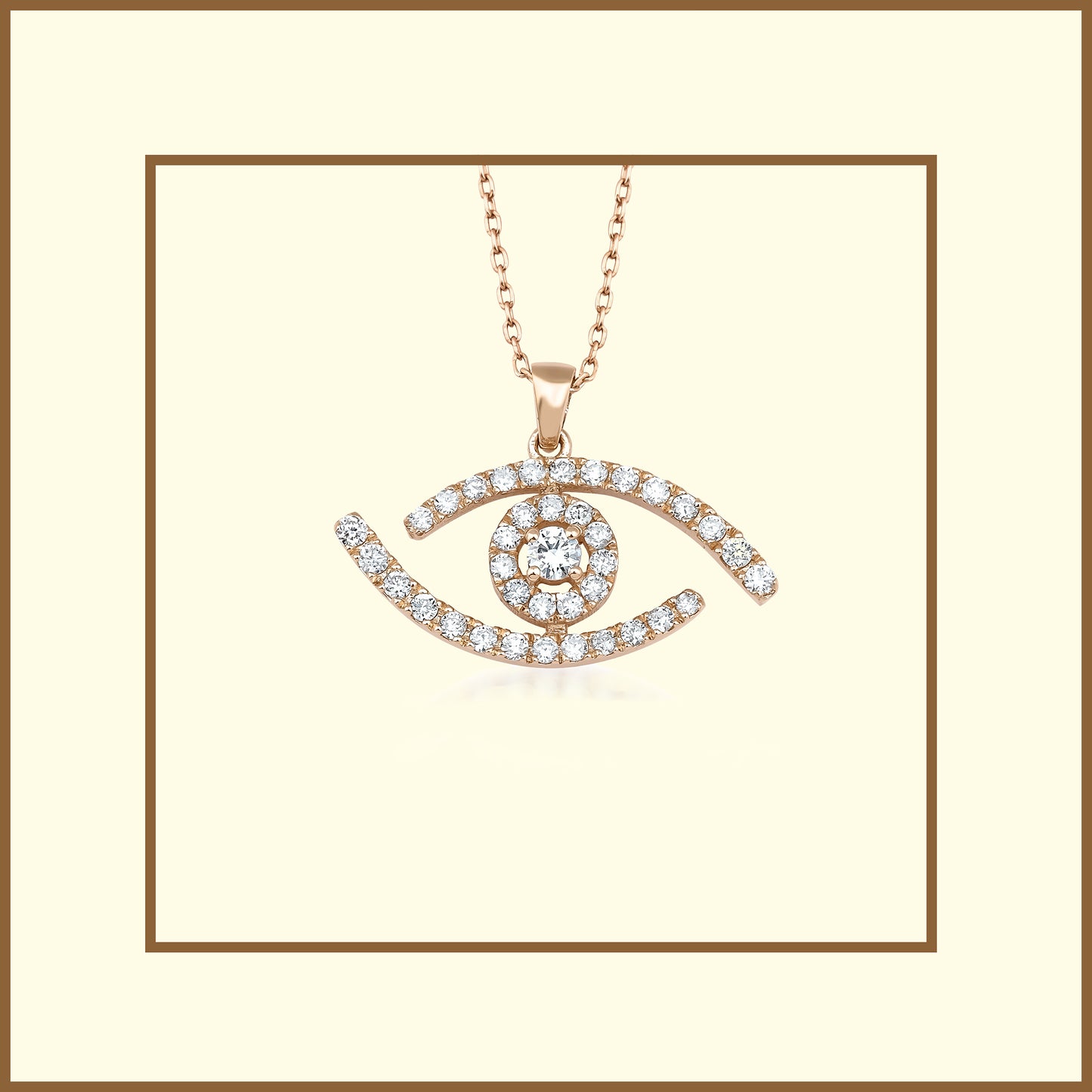 0.40 Karat Pırlanta Göz Detaylı Tasarım Altın Kolye