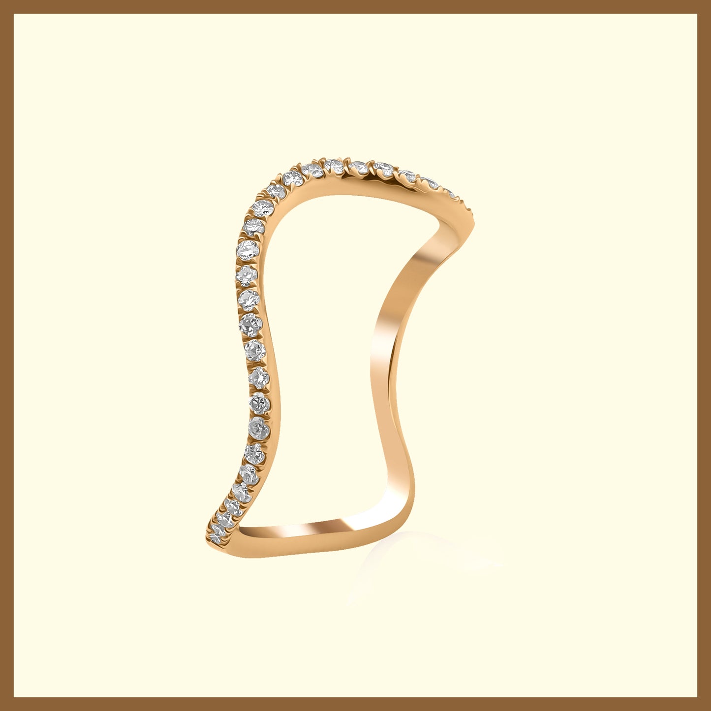 0.24 Karat Pırlanta Kıvrımlı 14 Ayar Rose Altın Yüzük